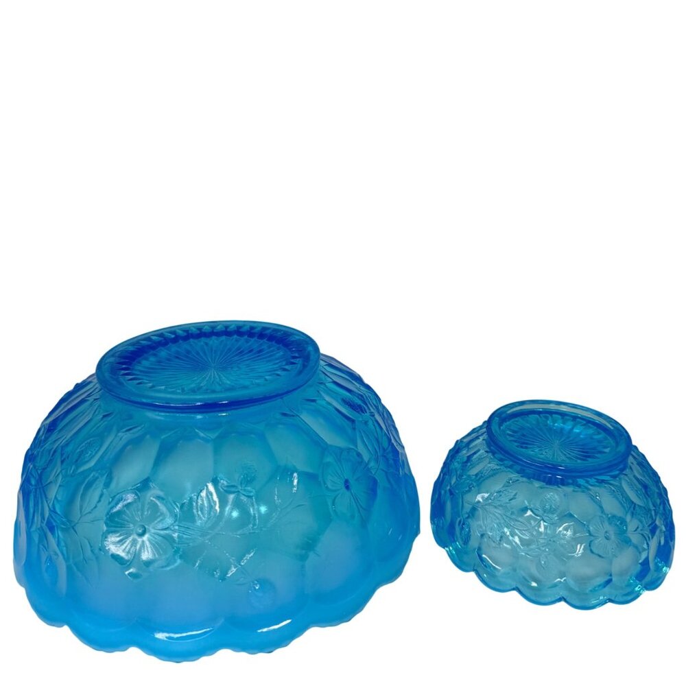 Fenton Blue Opalescent Honeycomb Clover Pattern Master Berry Bowl 1910 Vintage - Picture 8 of 16